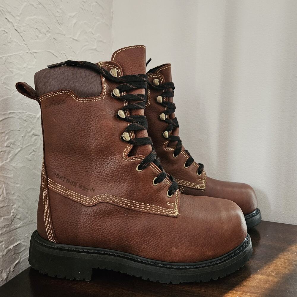 Hytest Boots Men's 6.5 M Brown Iron High Heat Metatarsal Guard Composite Toe 10"